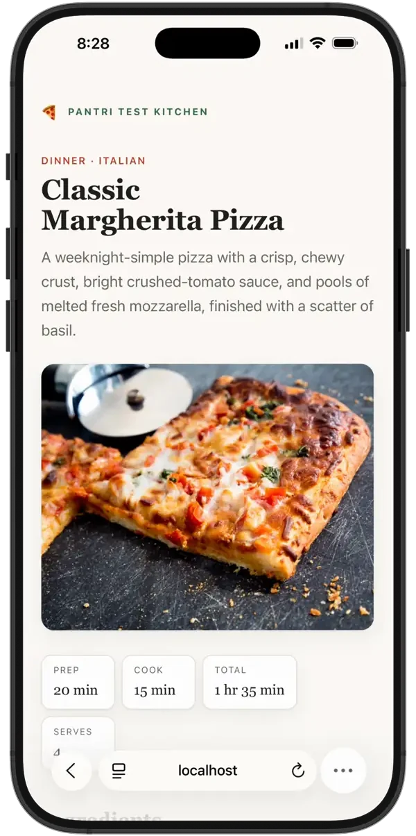 Any recipe, in seconds.