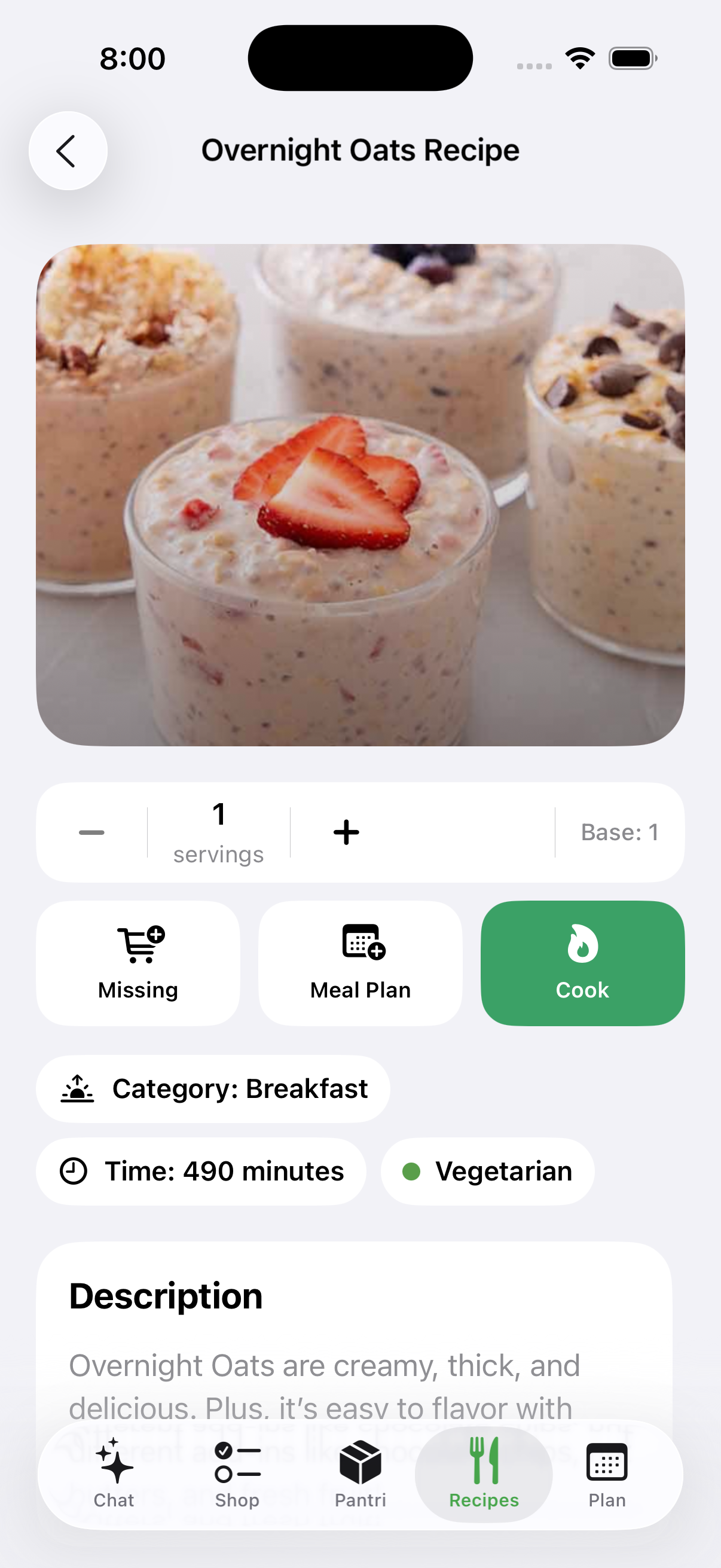Pantri recipe details preview